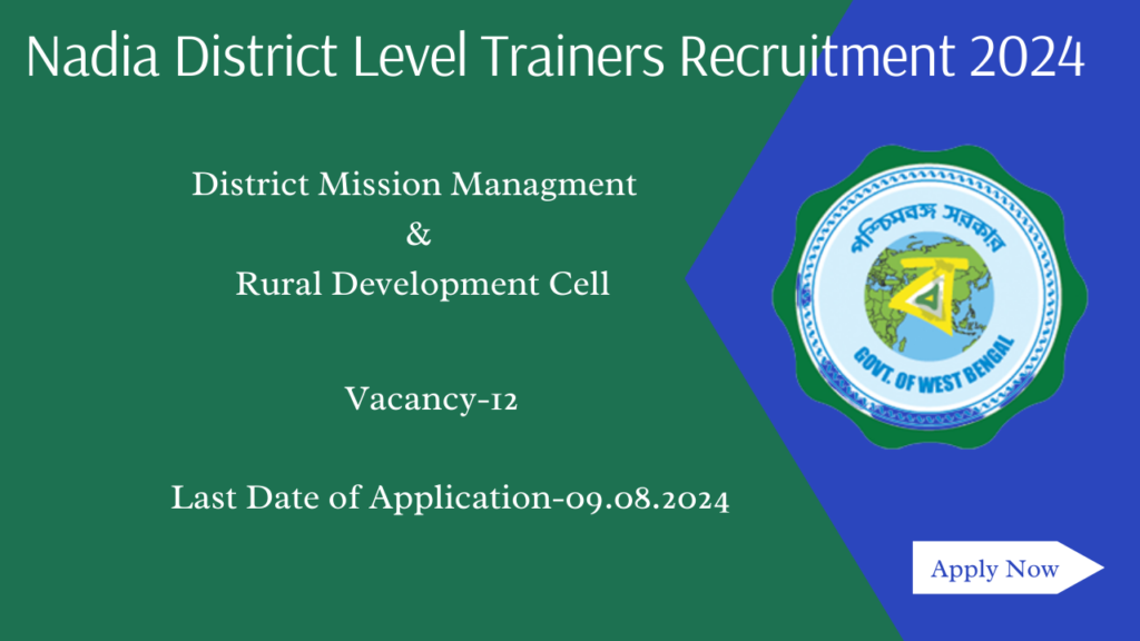 Nadia District Level Trainers Recruitment 2024 