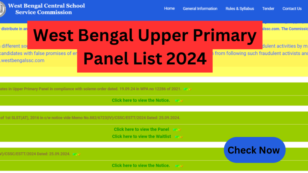 West Bengal Upper Primary Panel List 2024