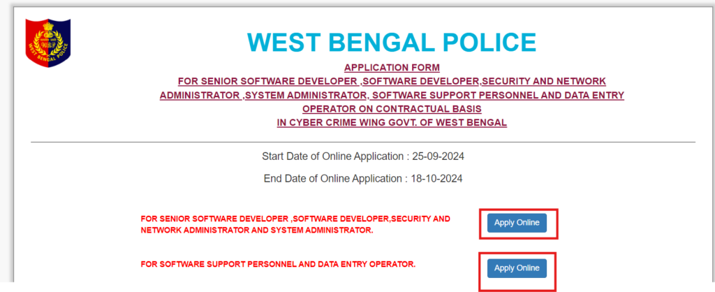 WBP Cyber Cell Recruitment 2024 Application Process